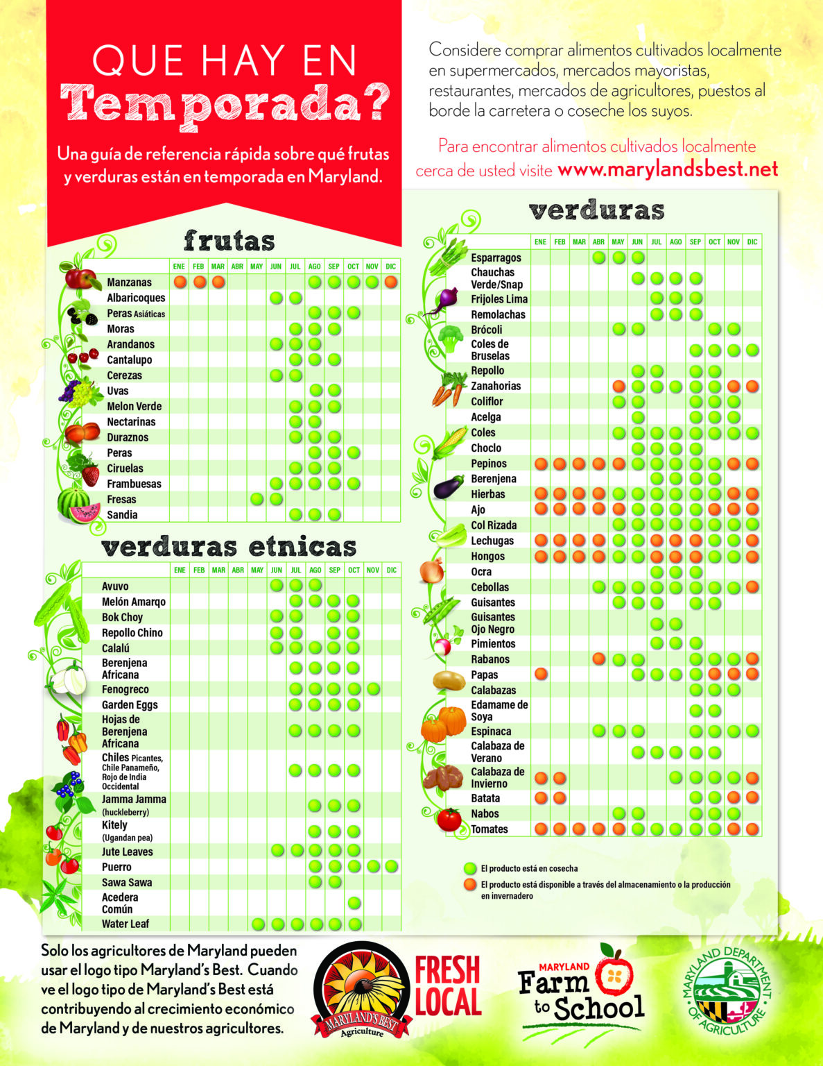 What’s In Season Charts | Marylands Best