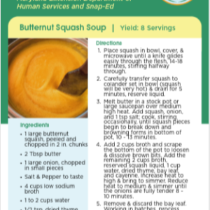 Recipe Card- Butternut Squash Soup